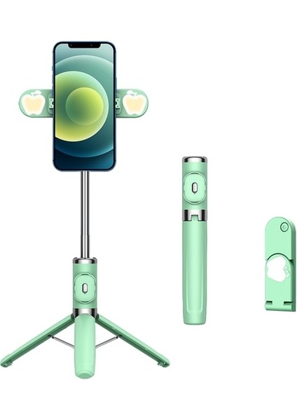 Yeşil M01S Tek Parça Güçlendirilmiş Salma Telefon Tripod Dolgu Işığı Zemin Canlı Yayın Braketi Bluetooth Uyumlu Selfie Çubuğu (Yurt Dışından)