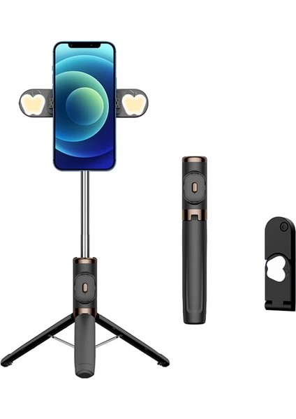 Yeşil M01S Tek Parça Güçlendirilmiş Salma Telefon Tripod Dolgu Işığı Zemin Canlı Yayın Braketi Bluetooth Uyumlu Selfie Çubuğu (Yurt Dışından)