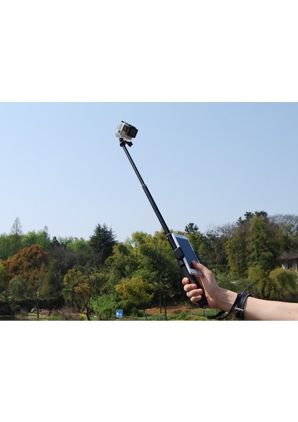 47 cm Kısa Yeşil Selfie Çubukları Kendinden El Uzatılabilir Kutup Monopod Sopa + Telefon Tutucu Go Pro Hero 10 9 8 7 6 5 Xiaomi YI4K Sjcam SJ5000 (Yurt Dışından)