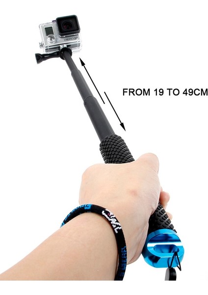 Siyah Lightdow 19 "inç Uzatılabilir Kutup Selfie Çubuğu El Monopod Gopro 2 3 3+ 4 5 6 7 8 9 10 Sjcam Kameralar Için Montaj Adaptörü ile (Yurt Dışından)