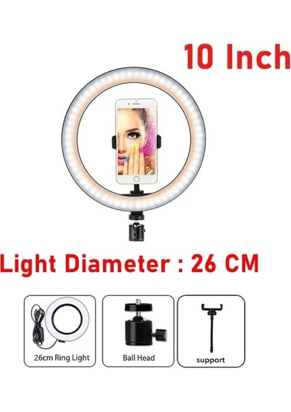 10 Inç Kısılabilir LED Selfie Halka Dolgu Işığı Telefon Kamera LED Halka Lamba Makyaj Video Için Tripod ile Canlı Aro De Luz Para Hacer Tik Tok (Yurt Dışından)