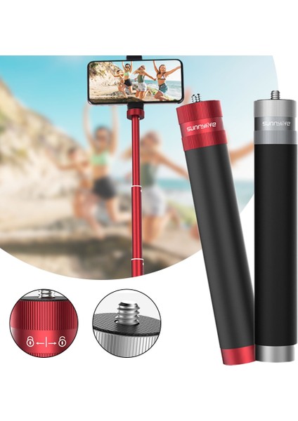 Aksiyon Kamerası Için Titanyum Uzatma Özçekim Çubuğu Alüminyum Alaşımlı Uzatılabilir Monopod Ipli Çanta El Kavrama Hafif DJA88 (Yurt Dışından)