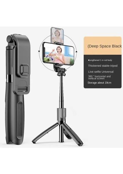 L02 Siyah LED Selfie Çubuğu, Bluetooth Selfie Çubuğu, Bluetooth Selfie Çubuğu, Orijinal Selfie Çubuğu (Yurt Dışından)