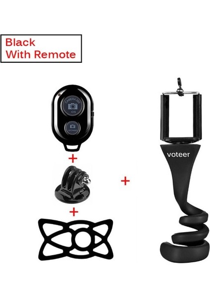 Siyah Uzaktan Kumandalı Maymun Çubuğu Esnek Selfie Çubuğu Maymun Sopa Pod Tripod Dağı Monopod Gopro Kameralı Telefon Için Kablosuz Bluetooth Tutucu Bisiklet (Yurt Dışından)
