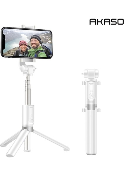 Beyaz Akaso Selfie Sopa Telefon Tripod 360 ° Derece Döndürme Bluetooth Uzaktan Kablosuz Monopod ile 1/4 Montaj Vidası Eylem Kamera Için (Yurt Dışından)
