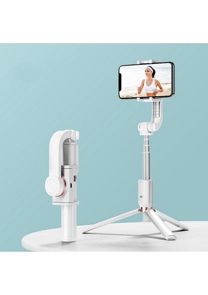 Beyaz Akıllı Telefon Selfie Sopa Kablosuz Bluetooth Kontrolü iPhone Xiaomi Için Ölçeklenebilir Mobil Tripod Otomatik Dengeli Gimbal Sabitleyici (Yurt Dışından)