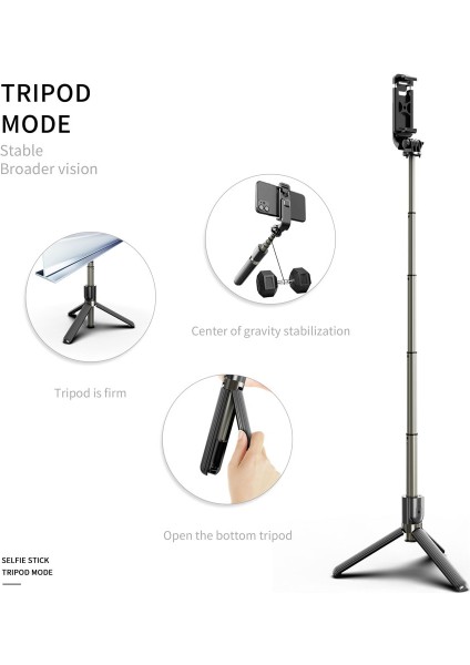 Siyah Yüksek Kaliteli Kablosuz Bluetooth Özçekim Çubuğu Tripod Uzaktan Kumanda ile Palo Özçekim Iphone Eylem Kamera Için Uzatılabilir Katlanabilir Monopod (Yurt Dışından)