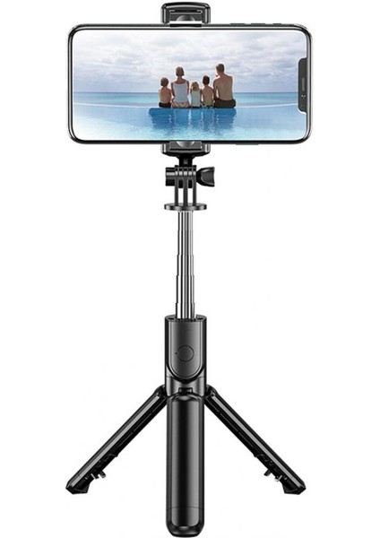 Siyah 2021 Katlanabilir Uzatılabilir Selfie Çubuğu Monopod Tripod Bluetooth Uzaktan Shutter Telefon Selfie Çubuğu Tripod (Yurt Dışından)
