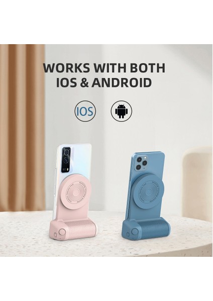 Pembe Telefon Tutucu Çok Fonksiyonlu Tip-C Şarj Selfie Telefon Tutacağı Bluetooth Uyumlu Samsung Huawei Xiaomi iPhone 14 Pro (Yurt Dışından) modelleri