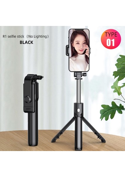 R1 Led'siz Siyah Bluetooth Kablosuz Selfie Çubuğu Mini Katlanır Tripod Uzatılabilir Monopod Dolgu Işığı ile Ios Android Telefon Için Uzaktan Deklanşör (Yurt Dışından)