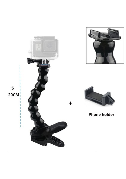 S Modeli Gopro Sjcam Kameralar Için Kelepçeli Esnek Deveboynu Monopod Iphone Xiaomi Huawei Samsung Telefonlar Için Selfie Çubuk Montaj Tutucu (Yurt Dışından)