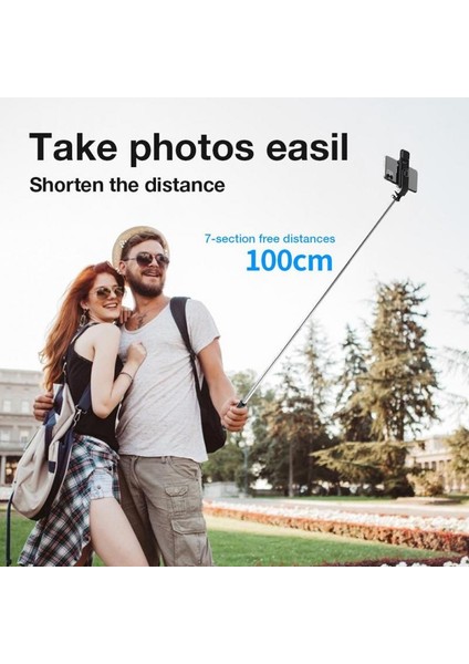 L02S Siyah Kaıqısj Bluetooth Selfie Çubuğu Uzatılabilir Monopod Cep Telefonu Güzellik Lambası Mini Tripod (Yurt Dışından)