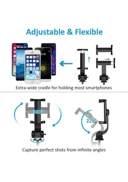 Mavi 3 In 1 Bluetooth Selfie Çubuğu Tripod Monopod Xiaomi Redmi/huawei/iphone 11/samsung Akıllı Telefon Telefon Selfie Çubuğu Standı Tutucu (Yurt Dışından) indirimleri