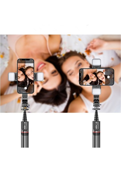 Selfie Çubuk Tripod 2022 Yenı Taşınabilir Kablosuz Bluetooth Telefon Teleskopik Selfie Çubuk Tripod Dolgu Işığı ile Huawei iPhone 13 Android Xiaomi Için (Yurt Dışından) modelleri