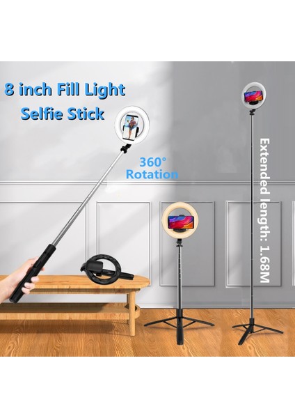 Vıp Siyah Serın Dıer 1680MM Büyük Kablosuz Selfie Sopa Tripod Katlanabilir LED Halka Fotoğraf Işığı Bluetooth Uyumlu Deklanşör (Yurt Dışından) fiyatları