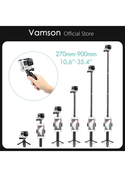 VP422 Vamson Gopro Aksesuarları Tripod Monopod Ayarlanabilir Selfie Sopa Gopro Hero Için 10 9 8 7 6 5 Xiaomi Yi Sjcam Telefon Için (Yurt Dışından)