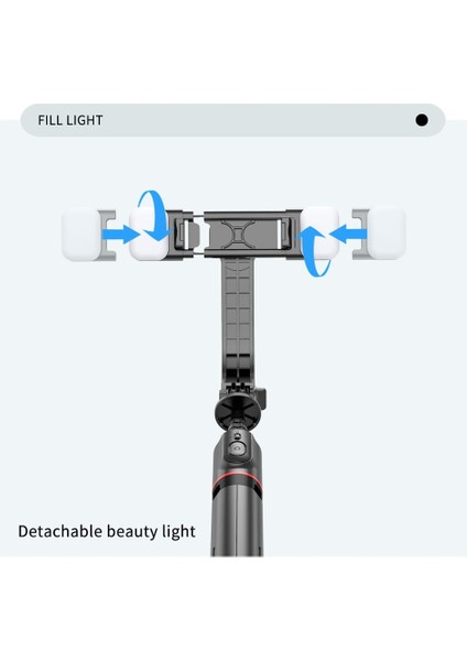L12D-ÇIFT Doldurma Işığı 1085MM Kablosuz Selfie Çubuğu Tripod, Uzaktan Doldurma Işığı ile Alüminyum Alaşımlı Katlanabilir Taşınabilir Telefon Standı Tutucu, Akıllı Telefon Için (Yurt Dışından) fırsatları