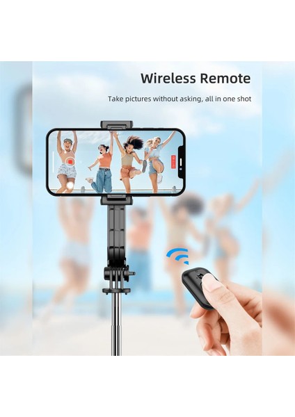 Siyah Yeni 3 In 1 Selfie Çubuğu Tripod Kablosuz Bluetooth Cep Telefonu Tutucu iPhone Samsung Huawei Telefon Çekimi Için El Video Vlog (Yurt Dışından)