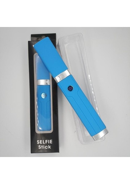 Mavi Selfie Çubuğu Ruj Katlanır Kişisel Portre Çubuğu Paslanmaz Çelik Mini Hat Kontrolü Cep Telefonu Selfie Çubuğu (Yurt Dışından)