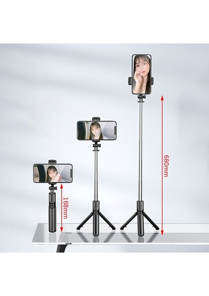Yeni Bir Bluetooth Kablosuz Selfie Çubuğu Mini Tripod Uzatılabilir Monopod, Ios Android Telefon Için Dolgu Işığı ile Uzaktan Deklanşör (Yurt Dışından)