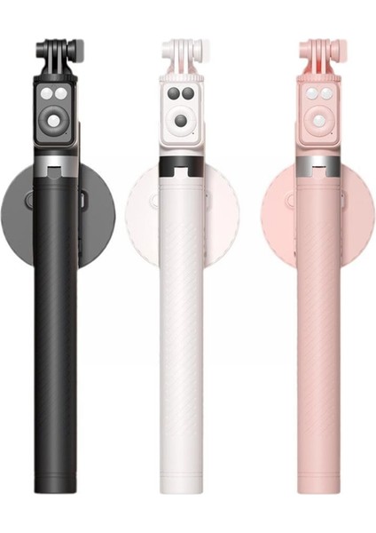 Beyaz Kablosuz Bluetooth Uyumlu Selfie Sopa LED Işık Uzatılabilir El Monopod Canlı Tripod x 8 Android R6T8 (Yurt Dışından)