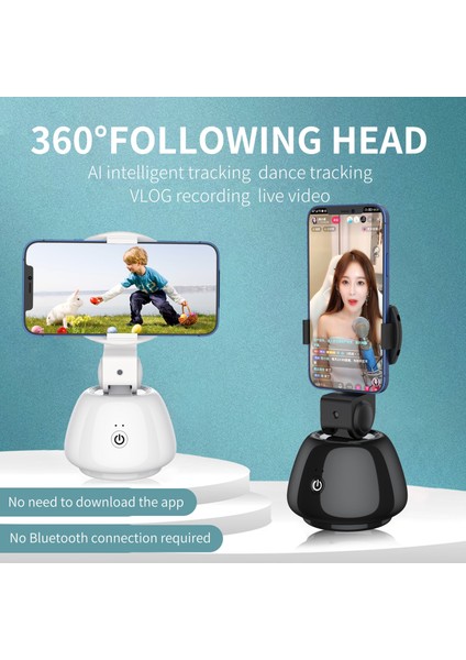Beyaz Otomatik Yüz Takip Telefon Selfie Çubuğu Akıllı 360° Dönüş Tutucu Vlog Canlı Gimbal Sabitleyici Aı Takip Videosu Mobil Cihazlar Için Tripod (Yurt Dışından)
