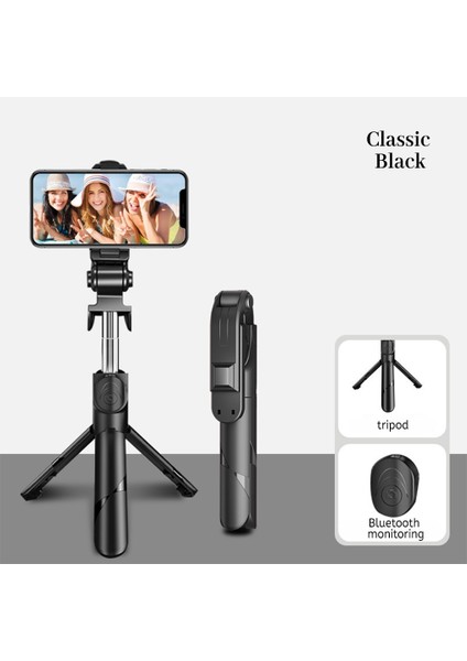 Siyah Cep Telefonu 360 Derece Kablosuz Monopod Selfie Sopa Katlanabilir Ayarlanabilir Masaüstü Mini Tripod Cep Telefonu Aksesuarları Siyah (Yurt Dışından) indirimleri