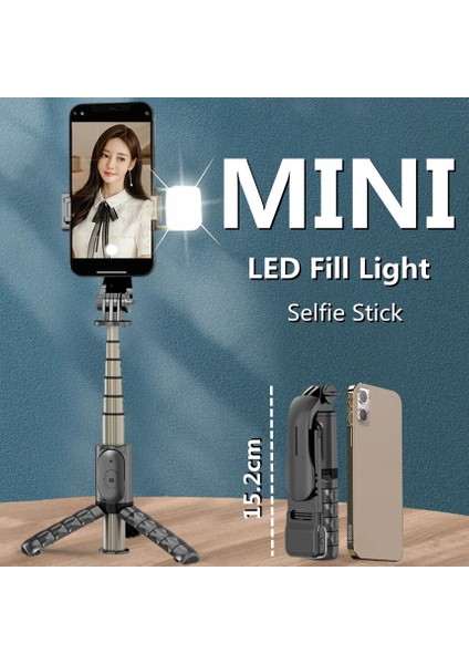 Doldurma Işığı ile Cool Dıer 152MM Mini Kablosuz Selfie Çubuğu Bluetooth Selfie Katlanabilir Dolgu Işığı Deklanşörlü Tripod Ios Android Için (Yurt Dışından) fiyatları