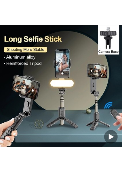 Stil B Beyaz LED Gimbal Sabitleyici, LED Işıklı Tripod Selfie Çubuğu Mobil Standlı Telefon Tutucu Eylem Kamera Cep Akıllı Telefon Tripes Monopod (Yurt Dışından)