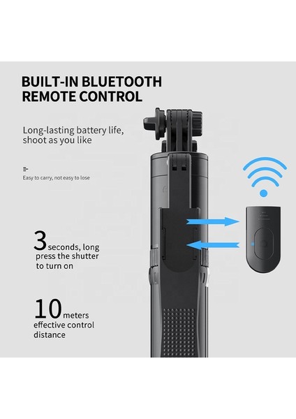 L05 Siyah 2021 Trend 360 Rotasyon Kablosuz Deklanşör Selfie Çubuğu L05 Uzun Tripodlu 1490 mm Uzunluk Uzatılabilir Selfie Tripod (Yurt Dışından) indirimleri