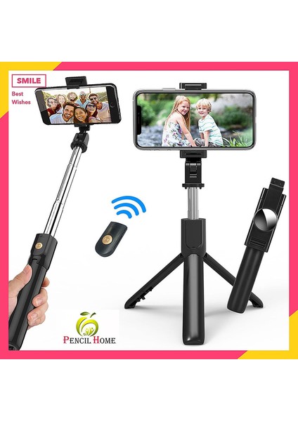 Siyah 3 In 1 Bluetooth El Gimbal Sabitleyici Cep Telefonu Selfie Çubuğu Kablosuz Düğme Deklanşör Selfie Çubuğu Штатив Для Смартфона (Yurt Dışından) fiyatları