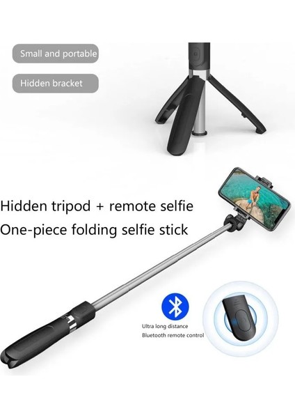 Kırmızı L01S Tripodlu Bluetooth Selfie Çubuğu Plastik Alaşım Kendinden Yapışkanlı Selfie Çubuğu Telefon Akıllı Telefon Iphone Samsung Huawei Için Selfie Çubuğu (Yurt Dışından)