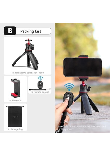 B Vamson Kablosuz Bluetooth Selfie Sopa Katlanabilir Mini Tripod Deklanşör Uzaktan Kumanda Telefon Tutucu Dağı iphone Akıllı Telefonlar Için (Yurt Dışından)