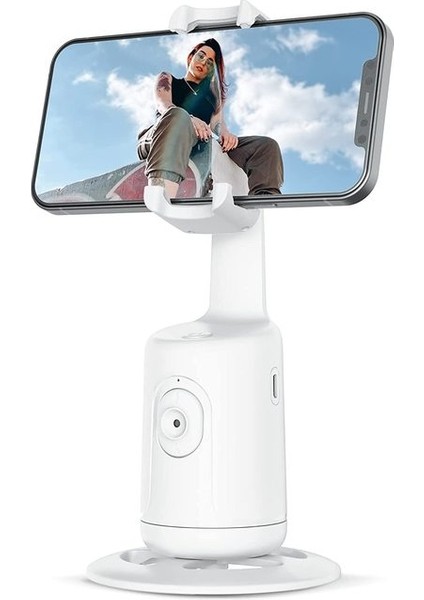 Beyaz Otomatik Yüz Takip Selfie Çubuğu Telefon Için Tripod 360° Döndürme Telefon Tutucu Hücre Akıllı Telefon Için Gimbal Sabitleyici Hareketli Tripod (Yurt Dışından)