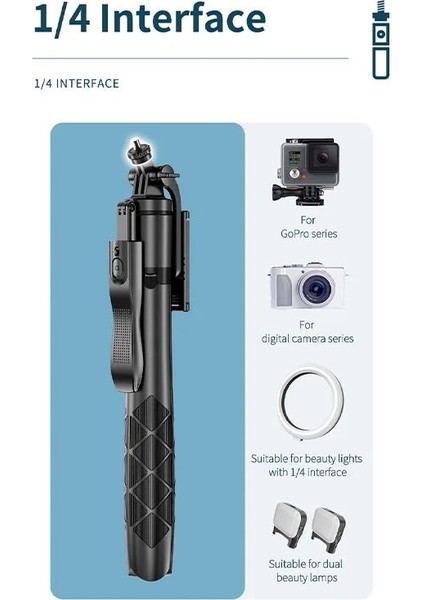 L16 Selfie Çubuğu Tripod 1.55 M Kablosuz Bluetooth Katlanabilir Selfie Deklanşör Uzaktan Tripod Sabit Kolu 360 Rotasyon Gimbal Telefon Standı (Yurt Dışından)
