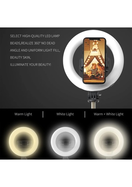 Cool Dıer Kablosuz Bluetooth Uyumlu Selfie Çubuğu Katlanabilir El Uzaktan Deklanşör Tripod LED Halkalı Fotoğraf Işığı (Yurt Dışından) fırsatları