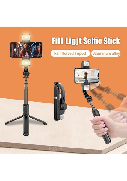 Q08D Kara Kutu Yeni Katlanabilir Bluetooth Kablosuz Selfie Çubuk Tripod Bluetooth Deklanşör Dolgu Işığı Tek Eksenli Sabitleyici Monopod Sıcak Satış (Yurt Dışından) modelleri