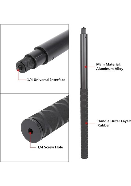 Siyah 200 cm 2 M Ultra Uzun Karbon Fiber Görünmez Selfie Sopa INSTA360 X3/one X2/one Rs Gopro Djı Actıon 3 Aksesuarları (Yurt Dışından)