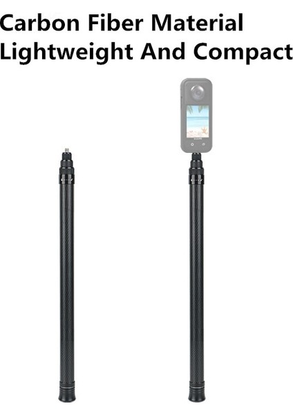 Siyah 200 cm 2 M Ultra Uzun Karbon Fiber Görünmez Selfie Sopa INSTA360 X3/one X2/one Rs Gopro Djı Actıon 3 Aksesuarları (Yurt Dışından)