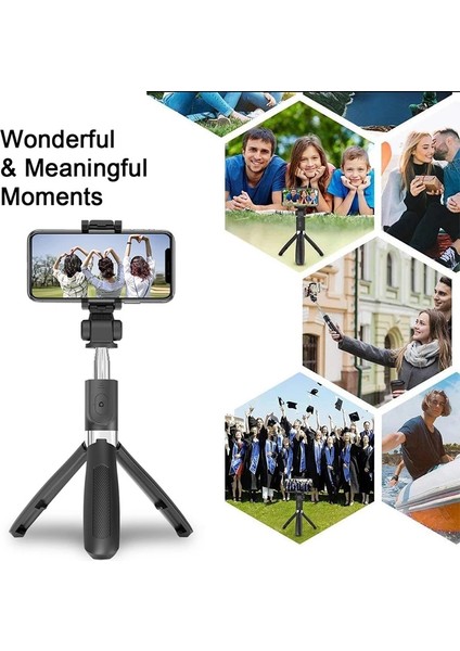 Siyah Bluetooth Anti-Shake Selfie Sopa El Gimbal Akıllı Telefon Sabitleyici Teleskopik Selfie Sopa Tripod Cep Telefonu Tutucu (Yurt Dışından) modelleri