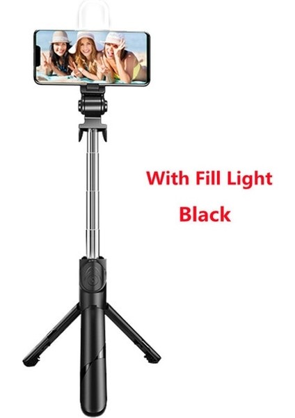 Doldurma Işığı Siyah Kablosuz Bluetooth Selfie Çubuğu Mini Tripod, Cep Telefonu Için Dolgu Işığı ile Katlanabilir Tutucu Standı iphone Sumsung Huawei (Yurt Dışından)