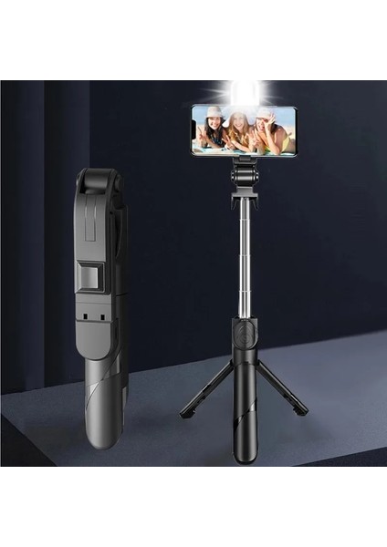 Doldurma Işığı Siyah Kablosuz Bluetooth Selfie Çubuğu Mini Tripod, Cep Telefonu Için Dolgu Işığı ile Katlanabilir Tutucu Standı iphone Sumsung Huawei (Yurt Dışından) fırsatları