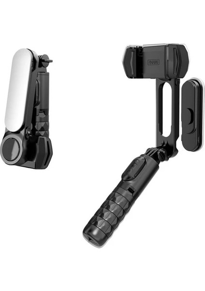 Siyah Katlanabilir Bluetooth Selfie Çubuğu iPhone 12 11 Samsung S21 Xiaomi Kablosuz Kendinden Yapışkanlı Mini El Uzatılabilir Selfiestick (Yurt Dışından)