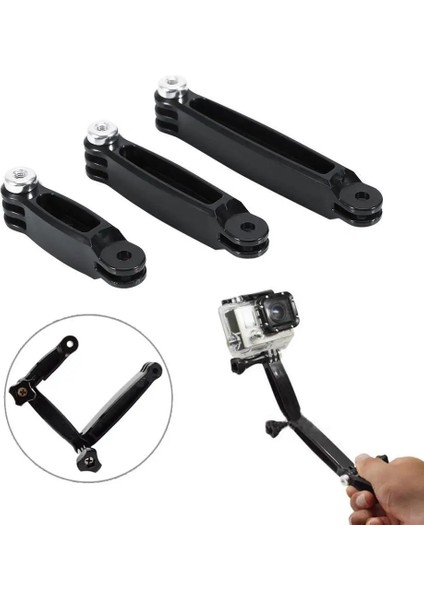3 Adet Vidalı Kol Selfie Çubuğu Kendinden El Kaskı Uzatma Direği 3 Yollu Kol Gopro Hero 9 8 7 6 10 Xiaomi Yi 4K Sjcam Go Pro Dji Aksesuarları (Yurt Dışından) fırsatları