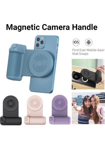 Siyah Manyetik Kamera Kolu Kamera Braketi Magsafe Masaüstü Kablosuz Şarj Cihazı 3'ü 1 Arada Akıllı Bluetooth El Sarsıntı Önleyici Selfie Çubuğu (Yurt Dışından)