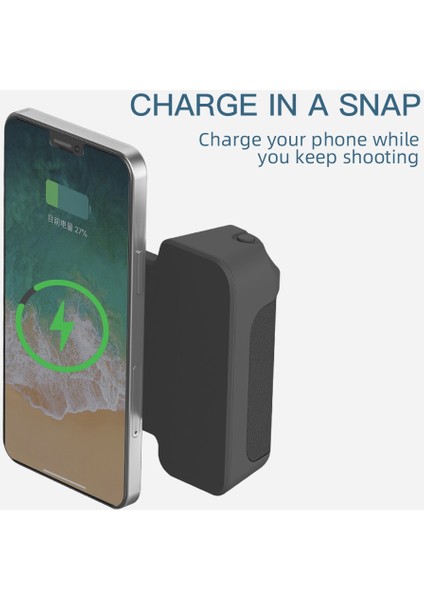 Siyah Manyetik Kamera Kolu Kamera Braketi Magsafe Masaüstü Kablosuz Şarj Cihazı 3'ü 1 Arada Akıllı Bluetooth El Sarsıntı Önleyici Selfie Çubuğu (Yurt Dışından)