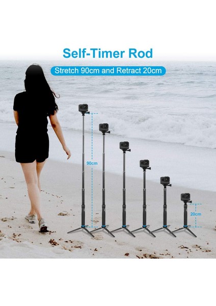 Bir Telesın Alüminyum Selfie Çubuğu Uzatılabilir El Monopod Tripod Bağlama Aparatı Gopro Hero 10 9 8 7 Yi 4K Djı INSTA360 Akıllı Telefon (Yurt Dışından)