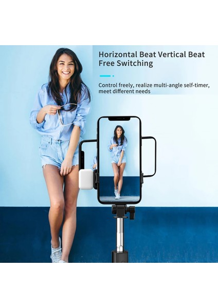 Pembe Telefon Selfie Çubuğu Mini Tripod Bluetooth Uyumlu Deklanşör Akıllı Telefon Standı Dolgu Işığı Katlanabilir Kablosuz Uzaktan 360 Rotasyon (Yurt Dışından) modelleri