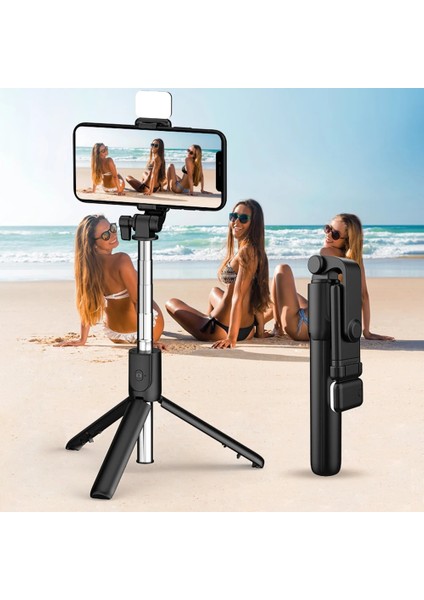 Pembe Telefon Selfie Çubuğu Mini Tripod Bluetooth Uyumlu Deklanşör Akıllı Telefon Standı Dolgu Işığı Katlanabilir Kablosuz Uzaktan 360 Rotasyon (Yurt Dışından) indirimleri