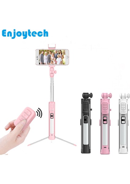 Siyah Bluetooth Selfie Sopa Dolgu Işığı Uzaktan Kumanda Uzatılabilir Monopod Tripod ile Kablosuz Selfie Sopa Xiaomi Iphone Telefon Için (Yurt Dışından)